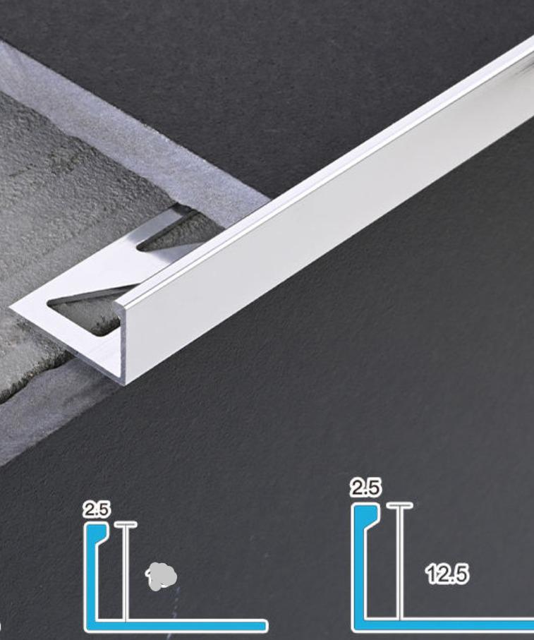 Polished Silver Aluminium Tile Edge Trim – 12.5mm